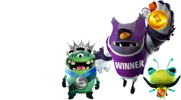 An engaging image showing NewRetro Casino's mascots celebrating with coins and gems, representing the casino's welcome bonus for new players.